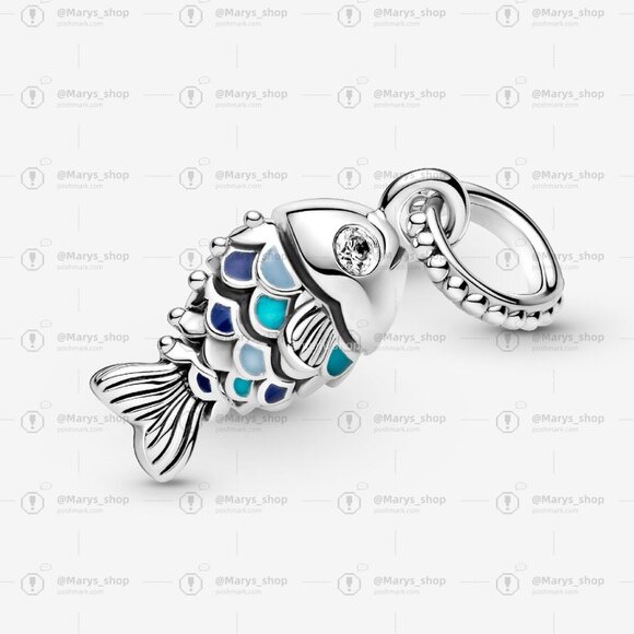 Pandora Blue Scaled Fish Dangle Charm - Picture 4 of 6